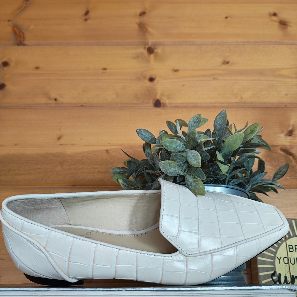 Vince Camuto Kallassa Leather Shoes Gator Croc Embossed Loafers Square Toe Sz 7 - Picture 3 of 11